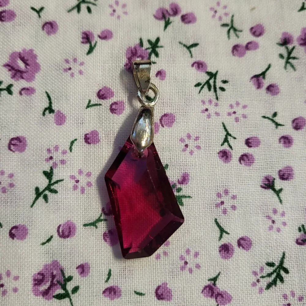 Red & White Swarovski Crystal Hook Earrings and Pendant